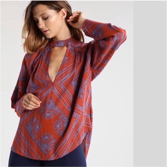 FREE PEOPLE Walking On A Dream Cut Out Choker Tunic Top Size XS - Picture 5 of 13